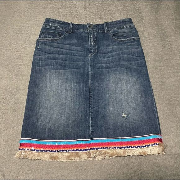 Pilcro and the Letterpress Trimmed Denim Skirt - Size 8 - Picture 2 of 12